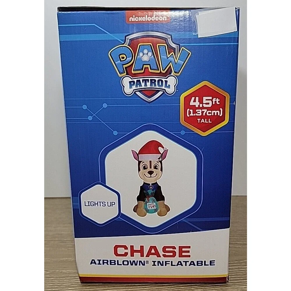 Gemmy 4.5' Airblown Paw Patrol Christmas Chase w‎ Santa Paws Sack Lights up NIB